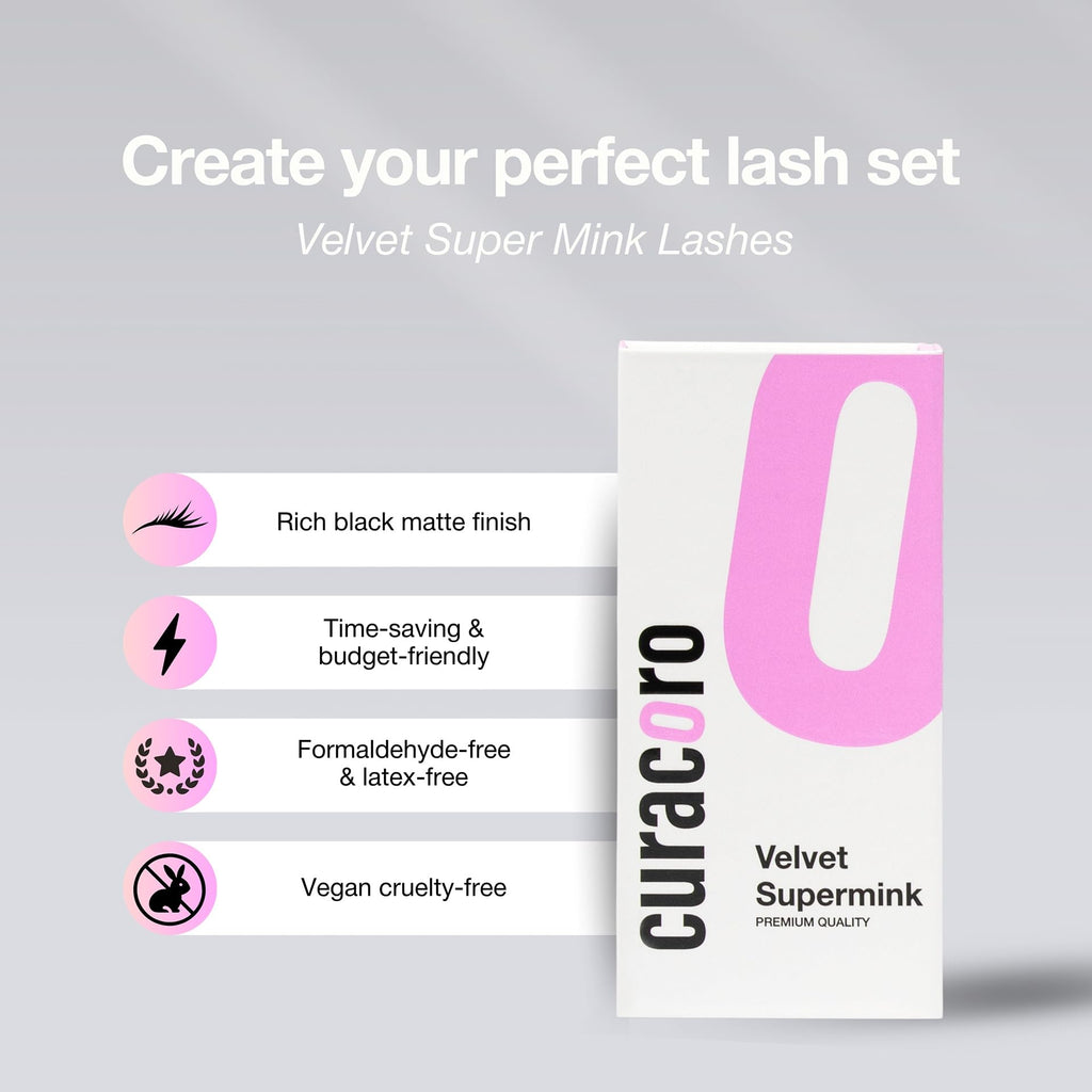 Curacoro Super Mink Eyelashes Extensions – 0.03–0.2mm, C/CC/D Curl, 7–15mm Mixed Tray