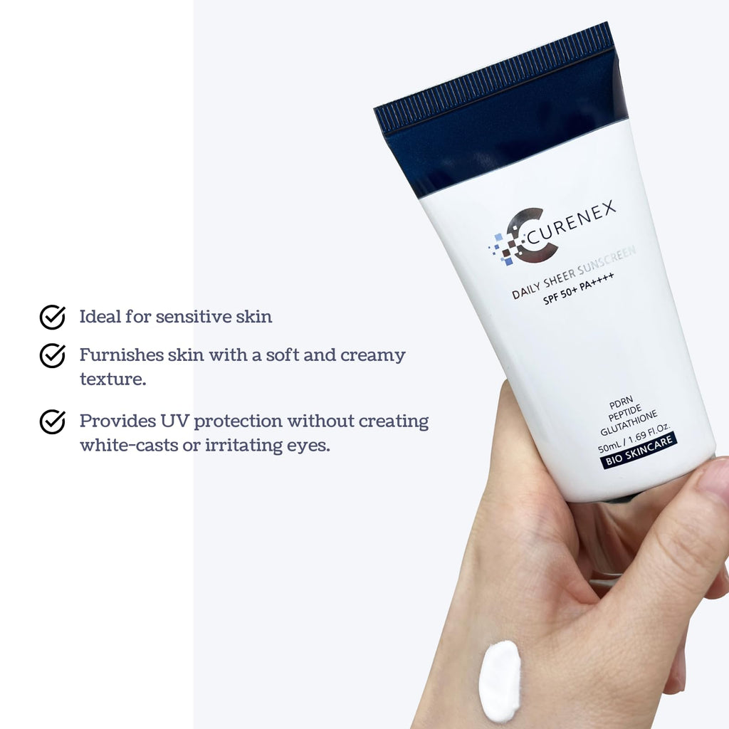 CURENEX Daily Sheer Sunscreen SPF50+ PA++++ – Gentle, Hydrating with PDRN & Peptides