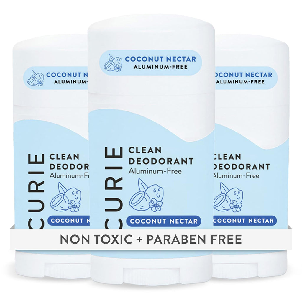 Curie Natural Deodorant for Women – Coconut Nectar, Aluminum-Free, 3-Pack