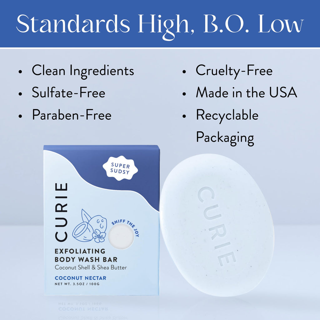 Curie Coconut Nectar Exfoliating Bar – Gentle, Vegan, Sulfate-Free 3-Pack