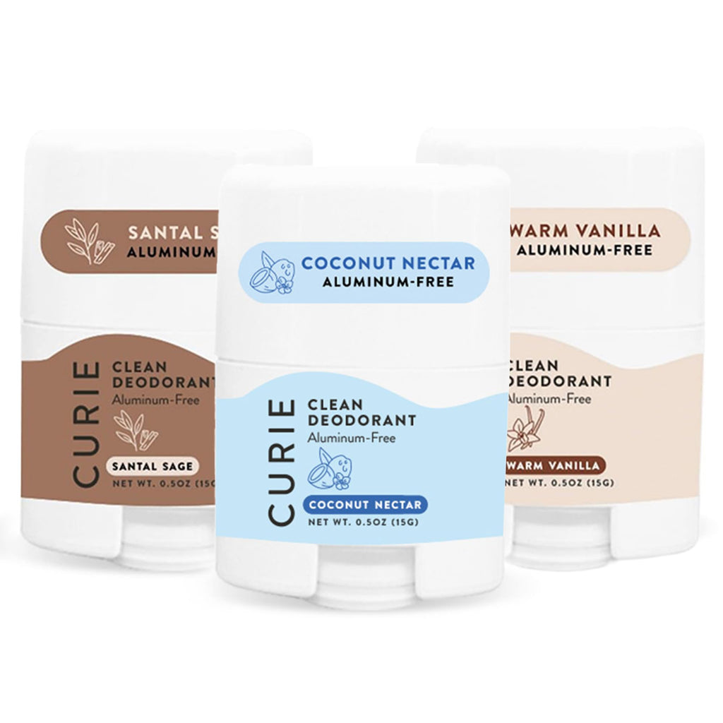 Curie Aluminum-Free Natural Deodorant Travel Size – 3 Pack (Vegan, Non-Toxic)