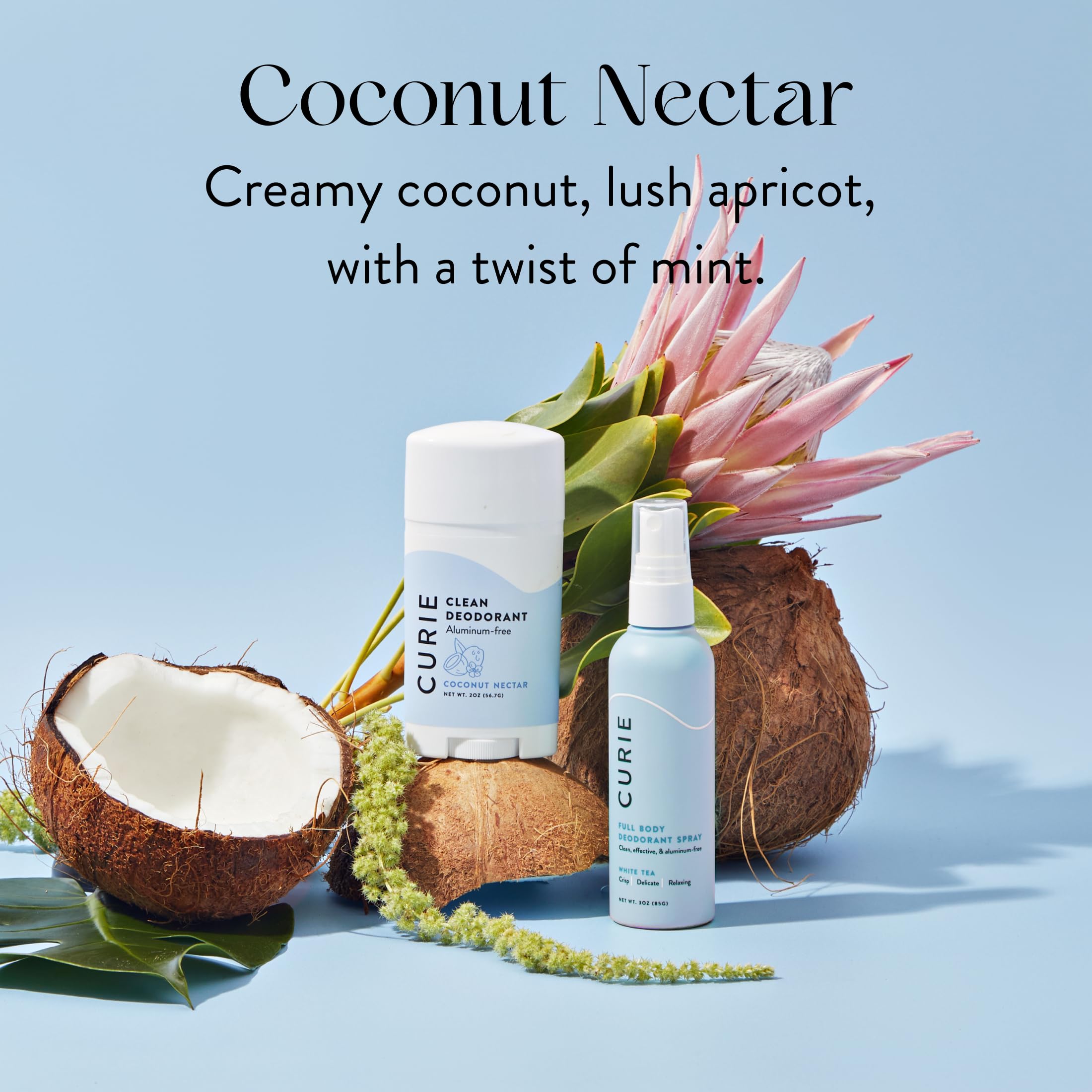 Curie Natural Deodorant for Women – Coconut Nectar, Aluminum-Free, 3-Pack