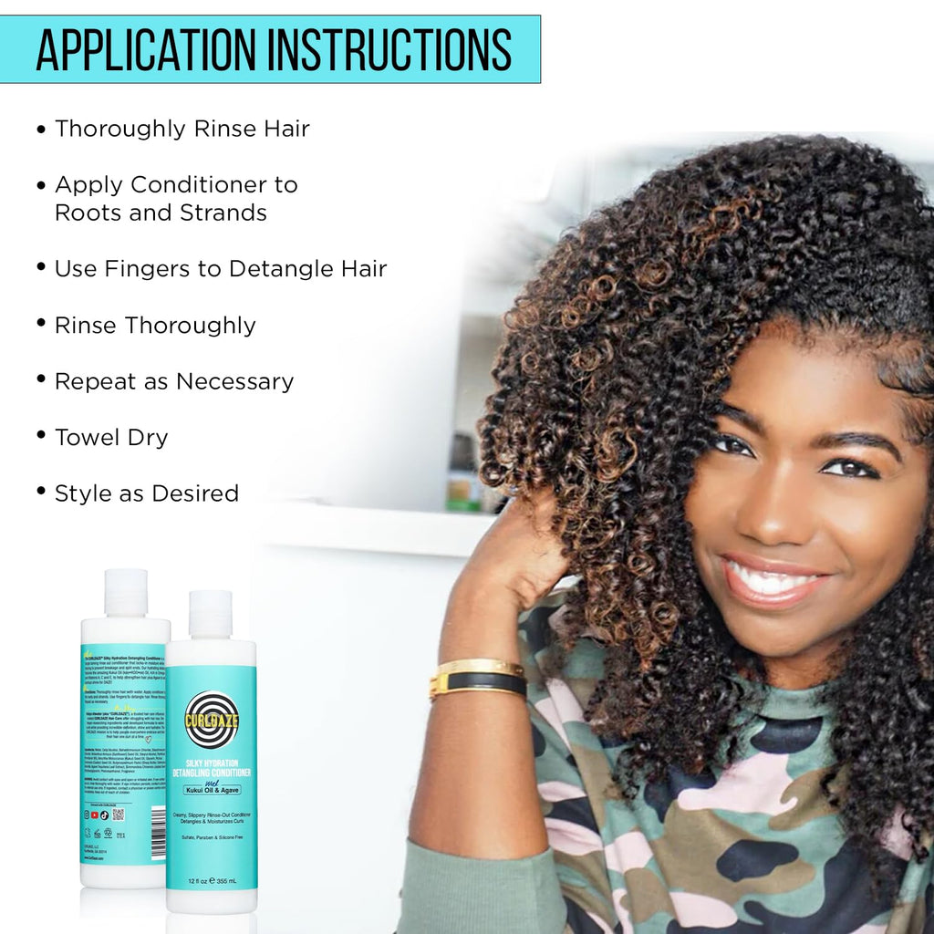 Curldaze Silky Hydration Conditioner – Kukui Oil & Agave for Detangling, Moisture & Shine