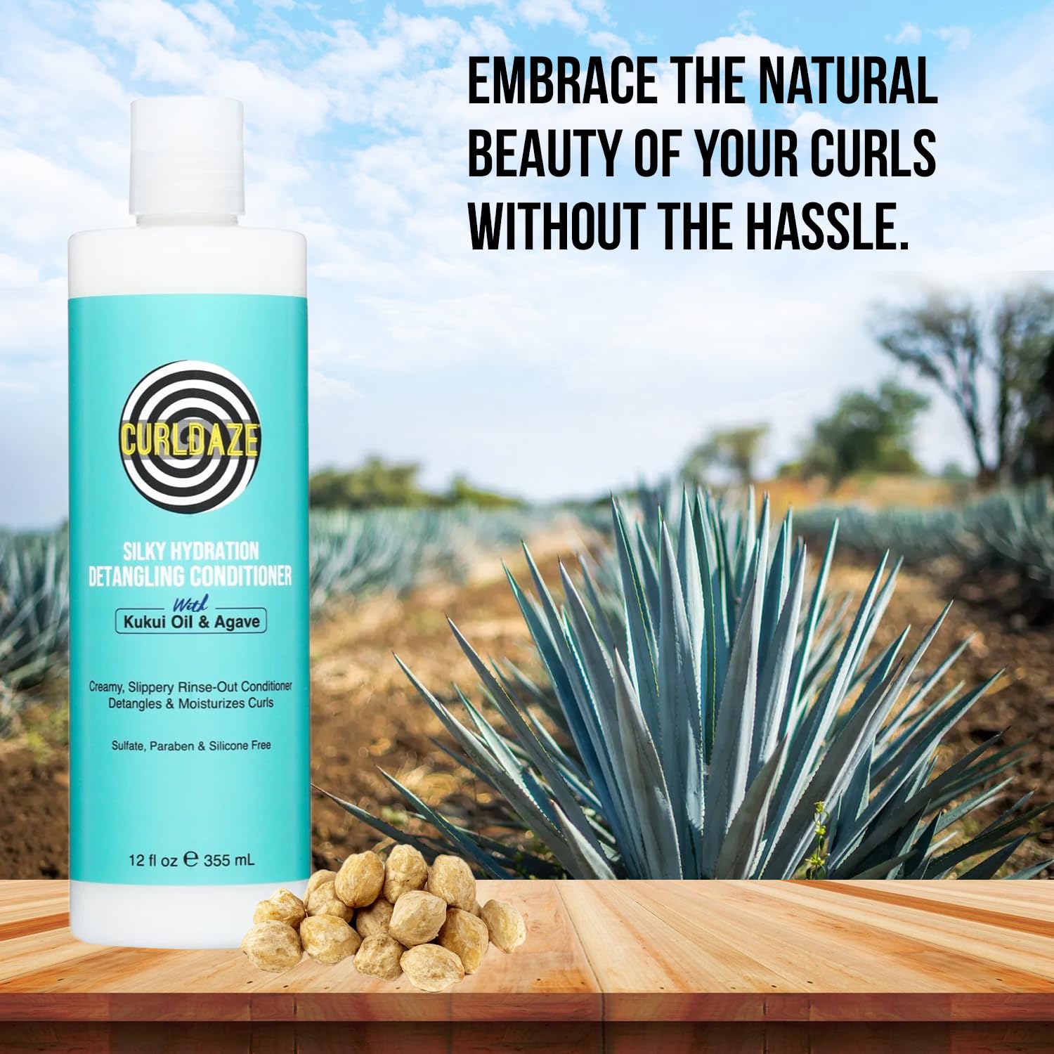 Curldaze Silky Hydration Conditioner – Kukui Oil & Agave for Detangling, Moisture & Shine