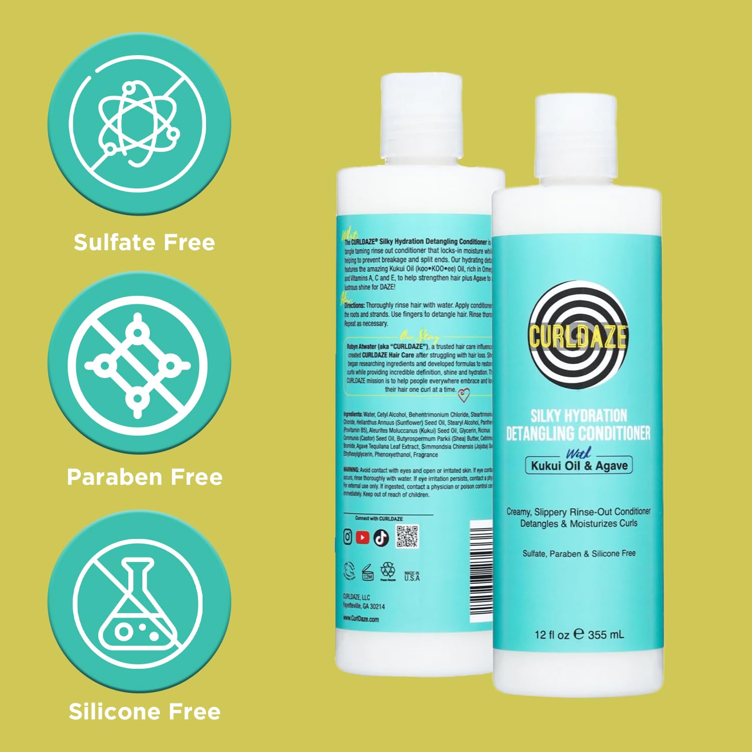 Curldaze Silky Hydration Conditioner – Kukui Oil & Agave for Detangling, Moisture & Shine