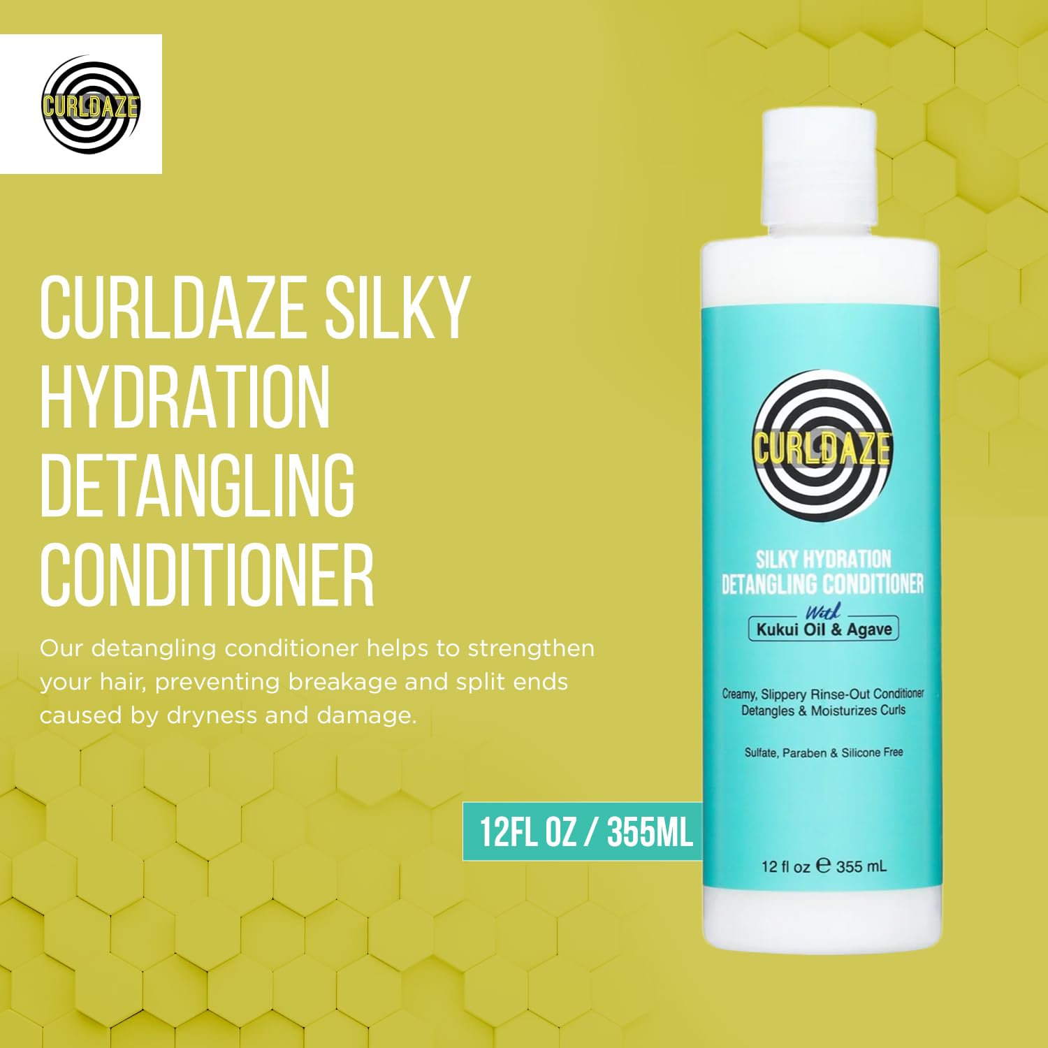 Curldaze Silky Hydration Conditioner – Kukui Oil & Agave for Detangling, Moisture & Shine