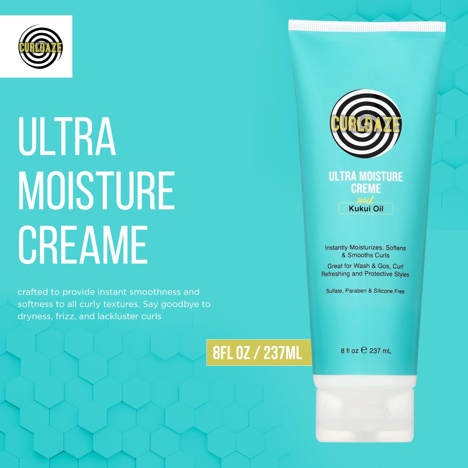 Curldaze Ultra Moisture Creme with Kukui Oil — Deep Hydration for Soft, Defined Curls