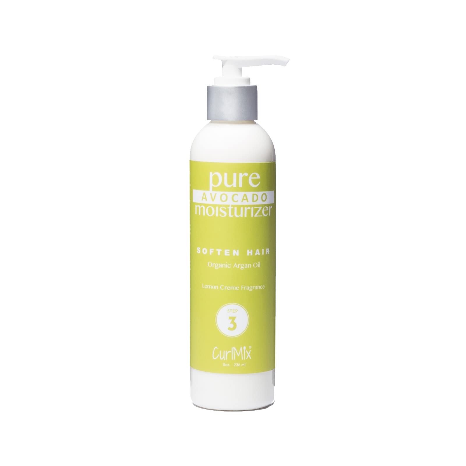 CurlMix Organic Moisturizer for Curly Hair with Avocado & Argan Oil – Softens, Lemon Creme – 8 fl oz