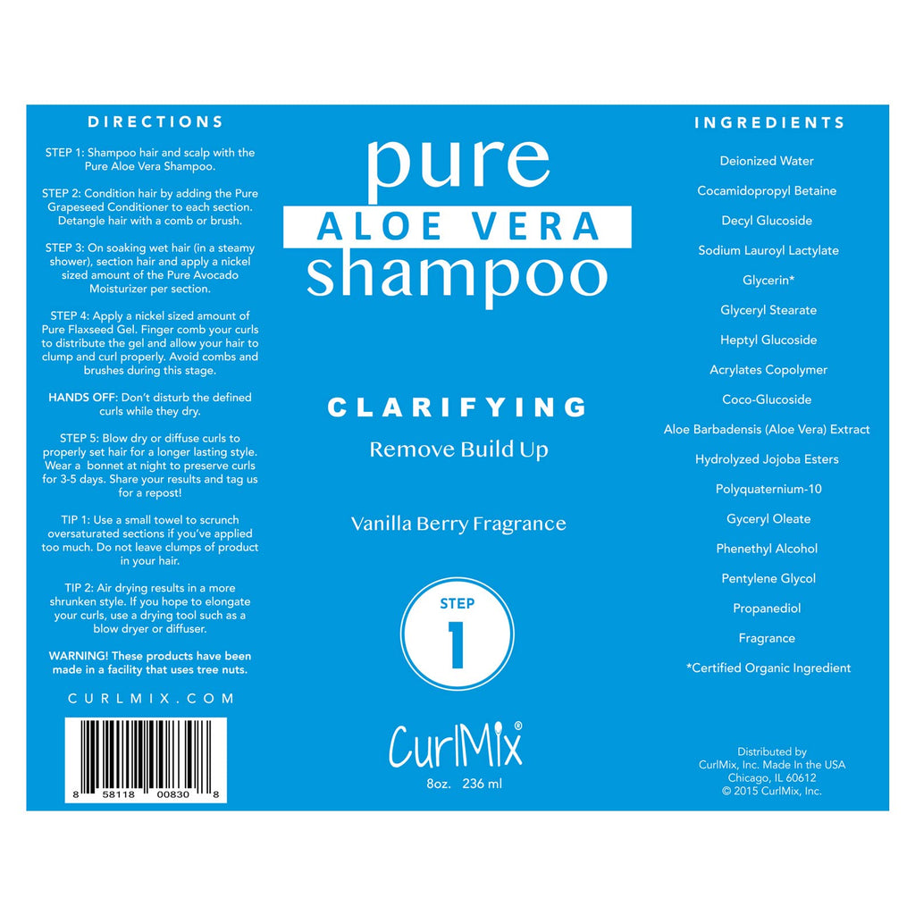 CurlMix Shampoo for Curly Hair with Aloe Vera – Vanilla Berry Fragrance | Paraben Free & Sulfate Free
