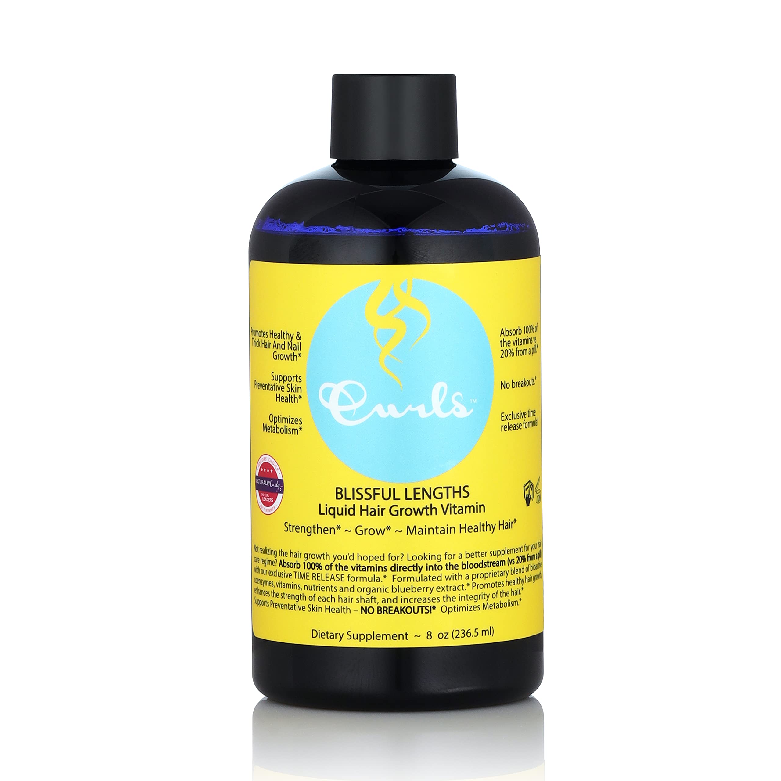 Curls Blueberry Bliss Liquid Hair Growth Vitamin – Grow, Strengthen & Maintain Hair, Nails & Skin (8oz)