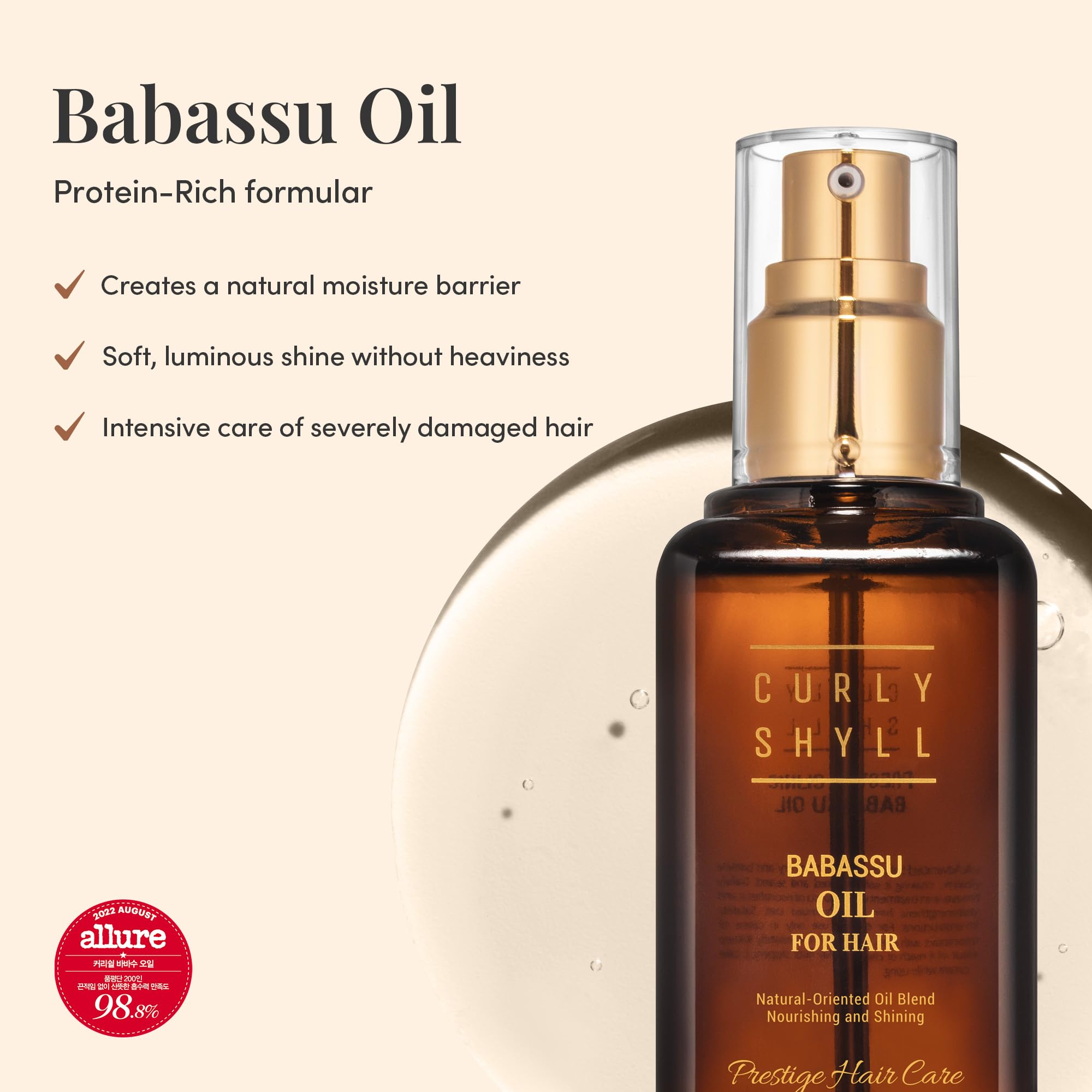 CURLYSHYLL Babassu Oil for Hair — Lightweight Moisture, Paraben-Free 100ml