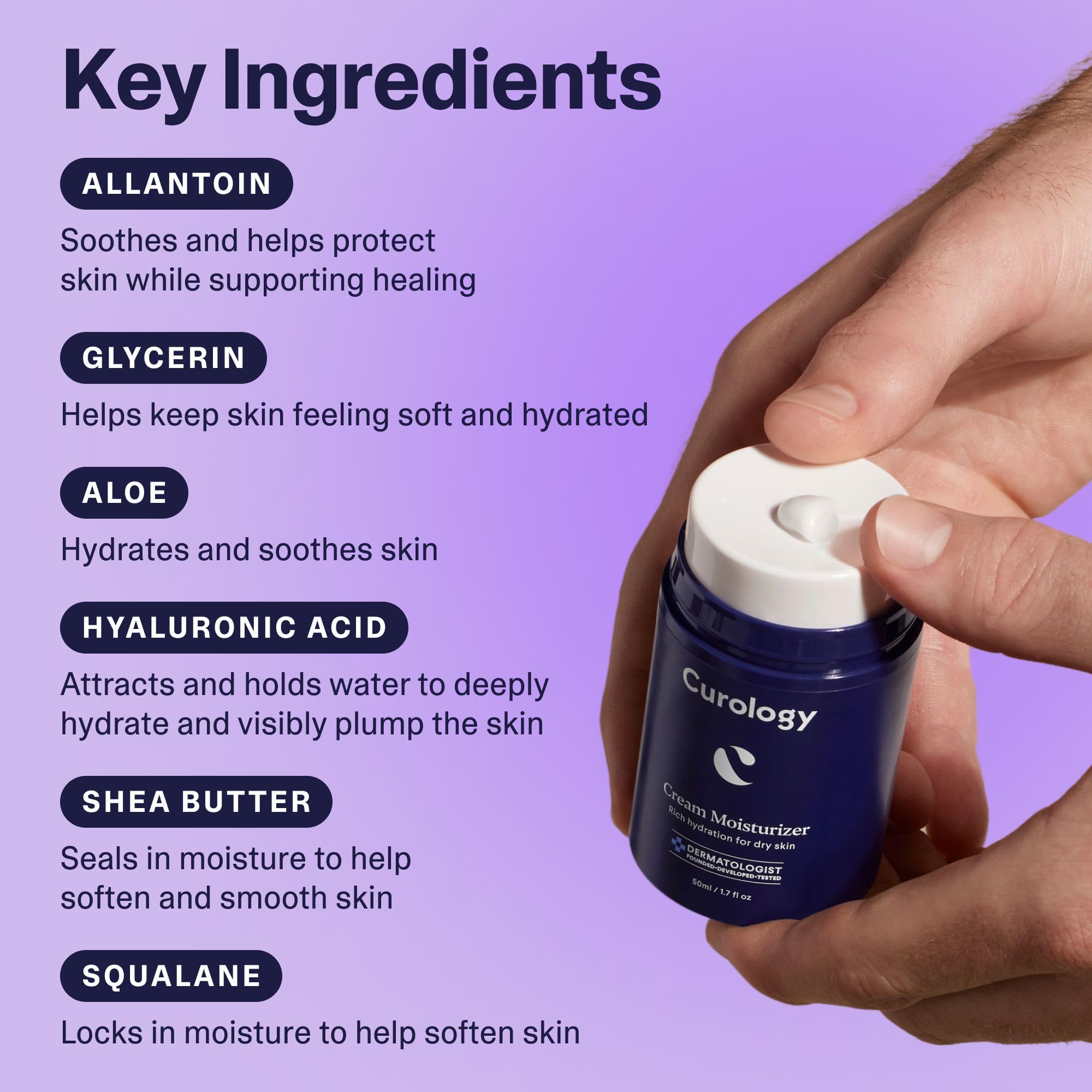 Curology Cream Moisturizer – Rich Hydrating Face Lotion with Shea Butter & Hyaluronic Acid (1.7 fl oz)