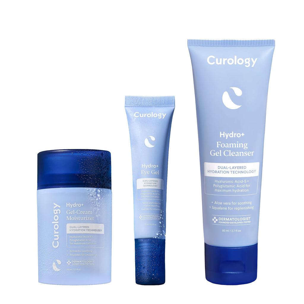Curology Hydro+ Essentials Bundle: Foaming Cleanser, Cream Moisturizer & Eye Gel