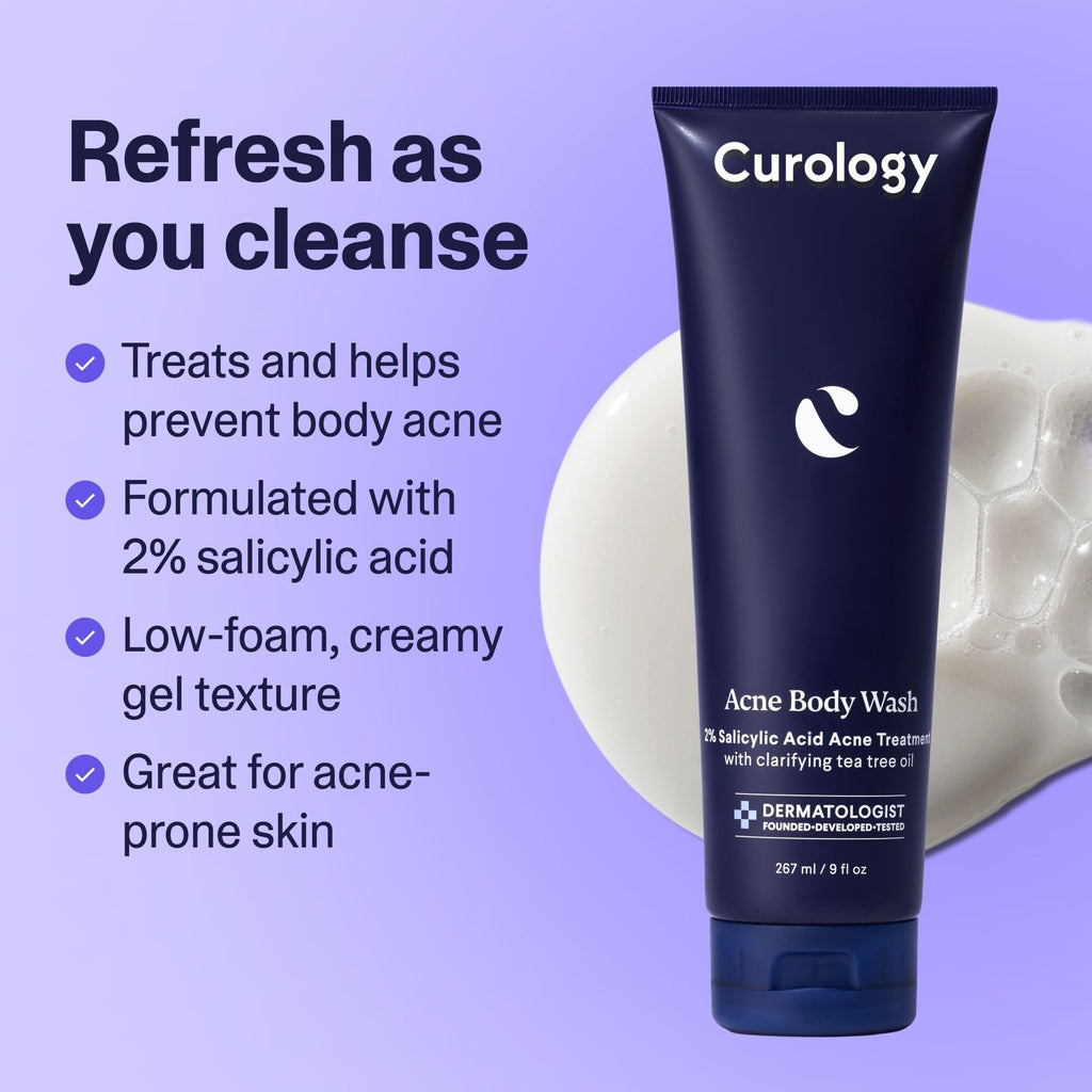 Curology Everyday Skincare Bundle: Gentle Cleanser, Acne Body Wash, Hyaluronic Gel Moisturizer