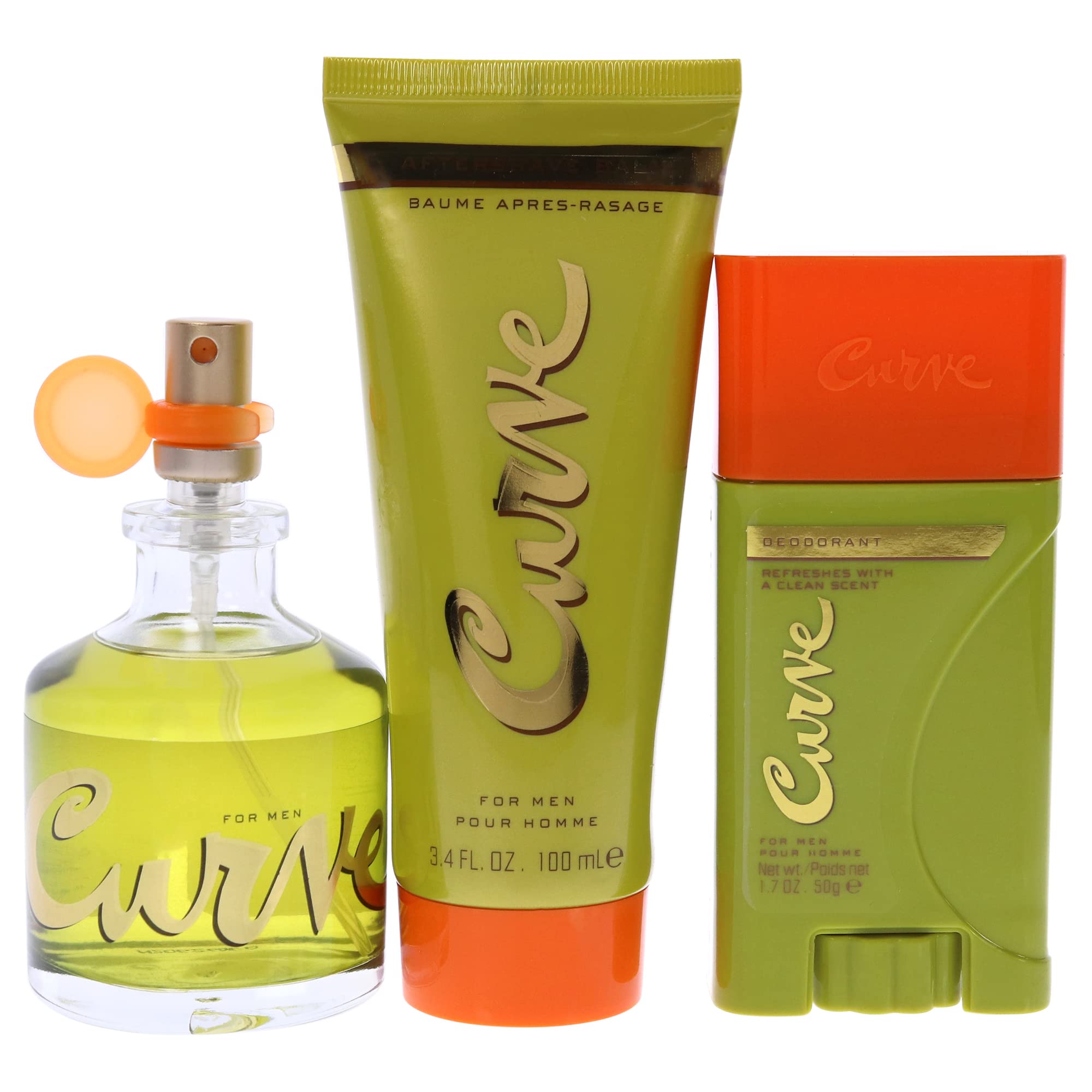 Curve Curve for Men 3-Piece Gift Set – 2.5 fl oz Eau de Cologne, Aftershave & Deodorant