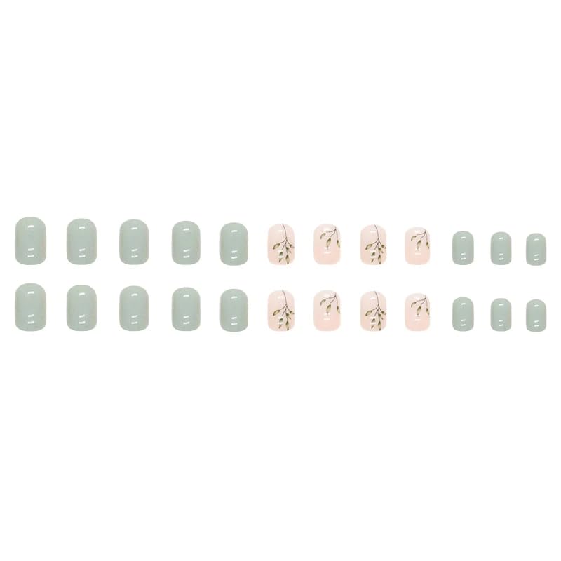 Curvlife Soft Gel Press-On Nails 30pcs – Bamboo Green Full Cover Nails Kit