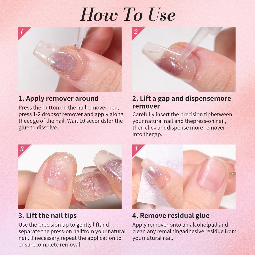 CurvLife 3-in-1 Nail Glue Remover Pen – Acetone-Free, 2x5ml