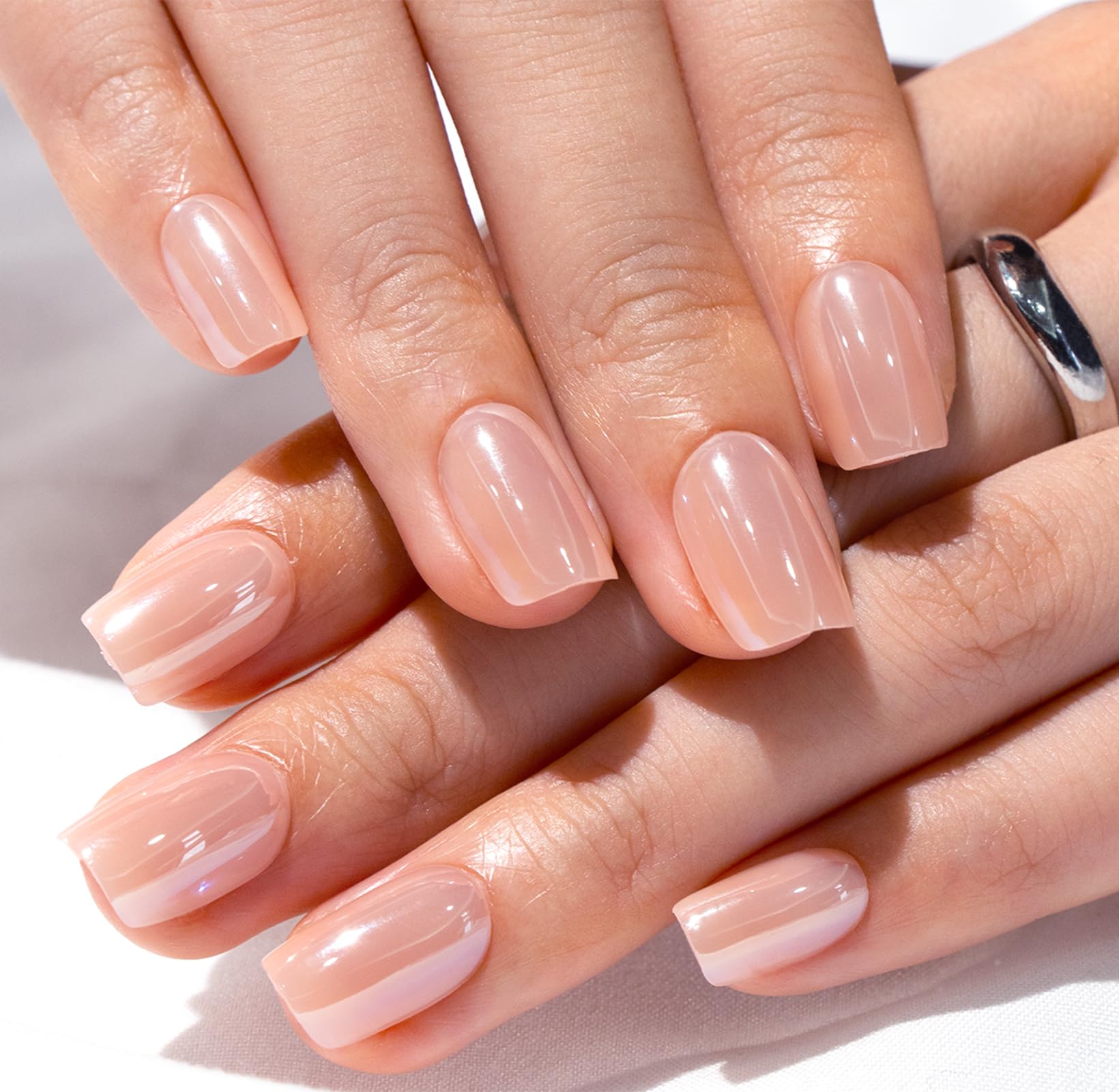Curvlife Soft Gel Press-On Nails - 30 Pcs Mirror Pink Full-Cover Tips, Reusable Kit with Glue & Tabs
