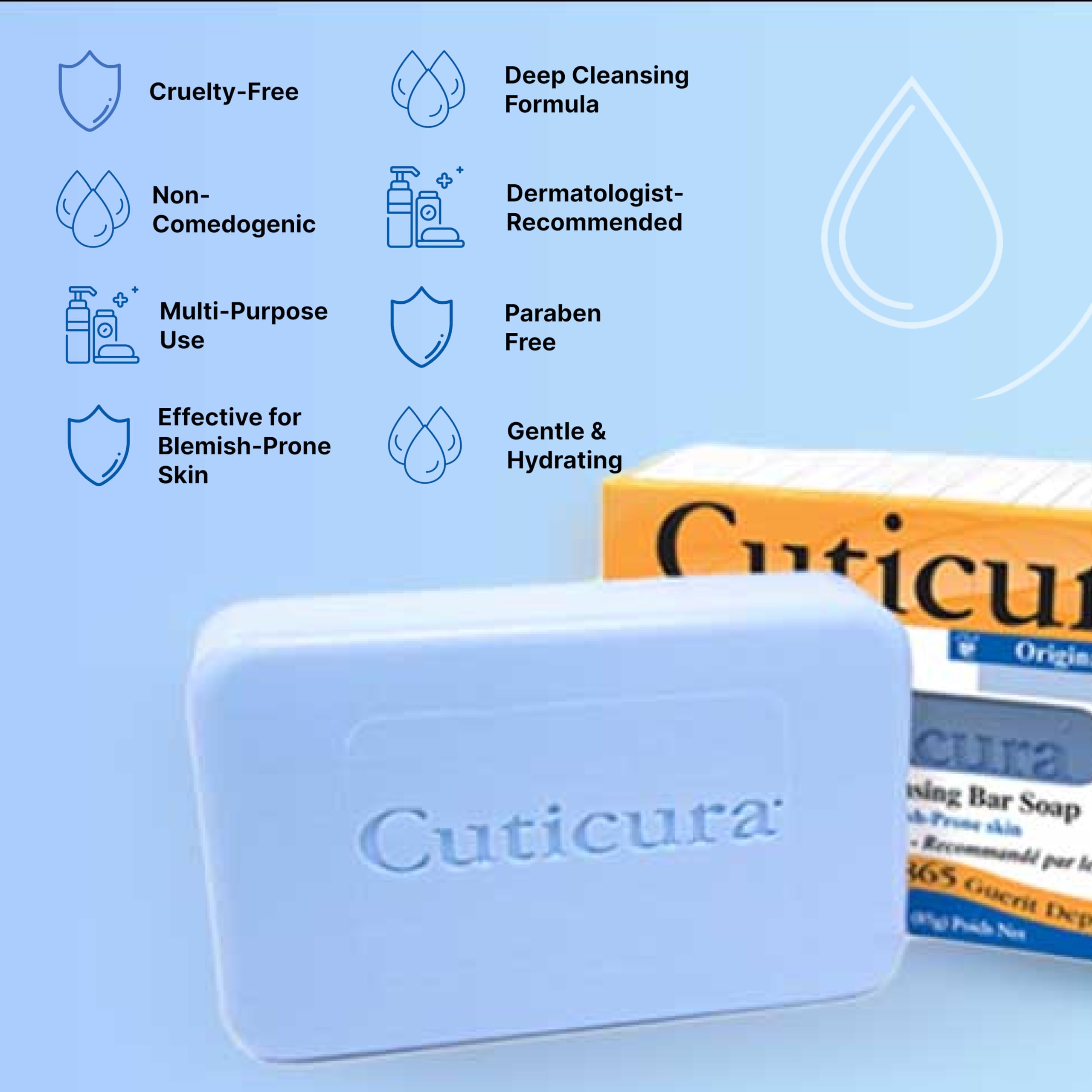 Cuticura Official Deep Cleansing Face & Body Soap – 5.25 oz, Pack of 6
