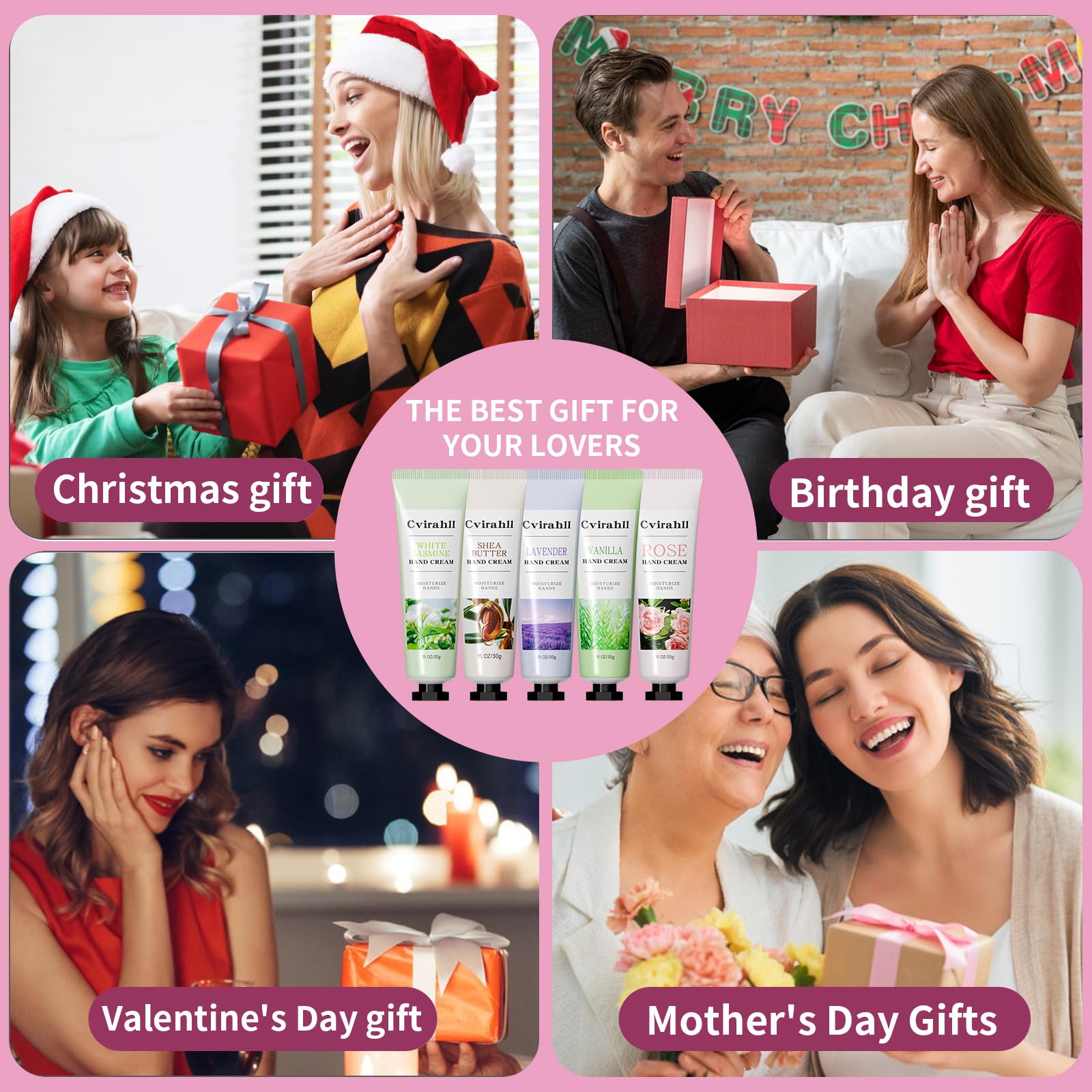 Cvirahll 10-Pack Hand Cream — Deep Moisture, 5 Scents, Valentines Gifts for Her
