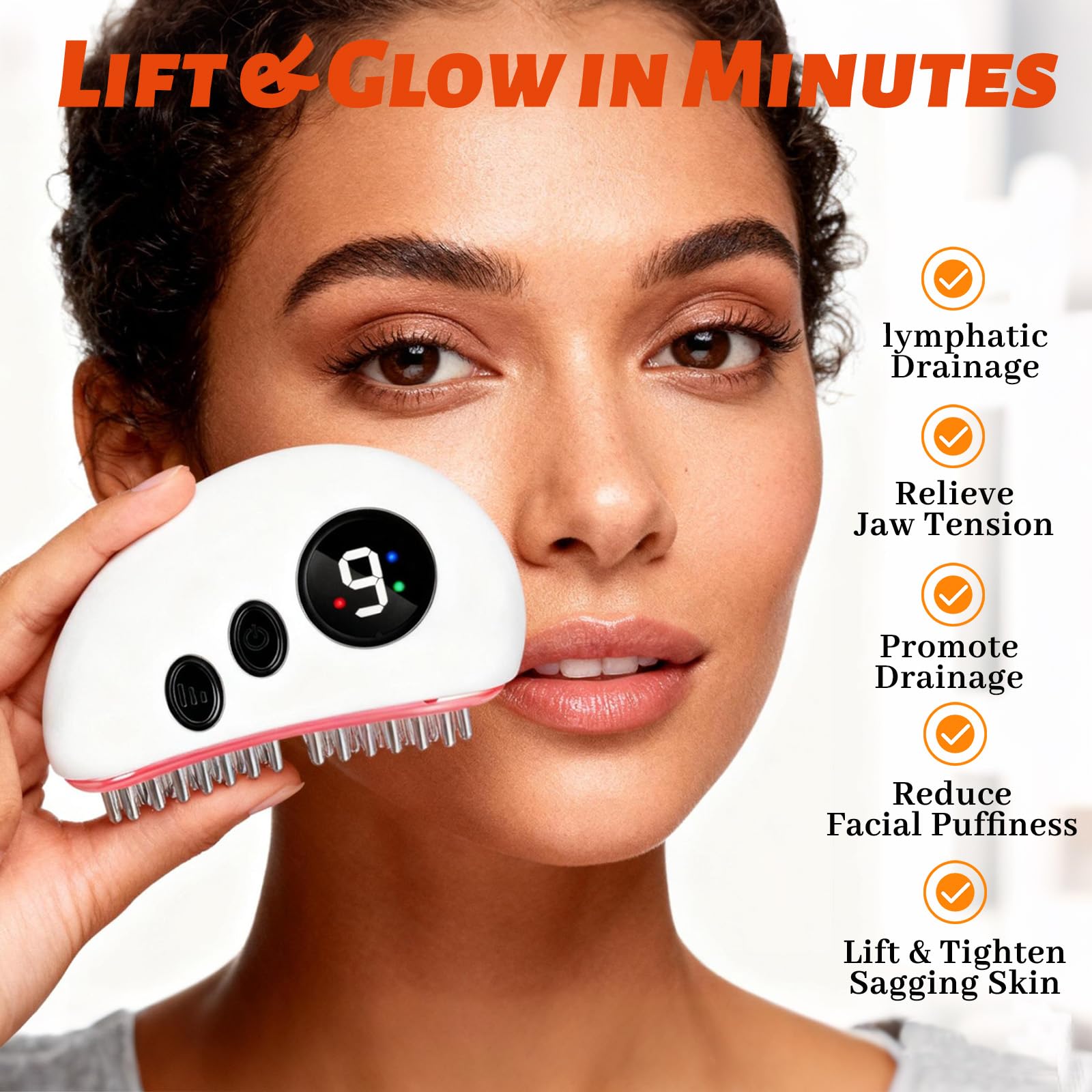 CXGTCI Electric Lymphatic Contour Face Brush – 9-Level Heat, Massage & Vibration