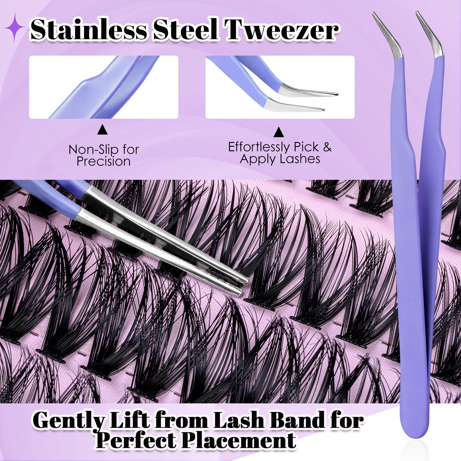 CyanoooGenesis Lash Clusters Kit — 640pcs DIY Eyelash Extensions with Bond & Seal, Tweezers | 30D-60D, 9-16mm
