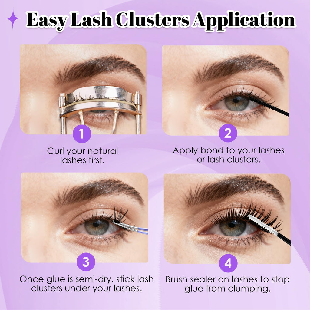 CyanoooGenesis Lash Clusters Kit — 640pcs DIY Eyelash Extensions with Bond & Seal, Tweezers | 30D-60D, 9-16mm