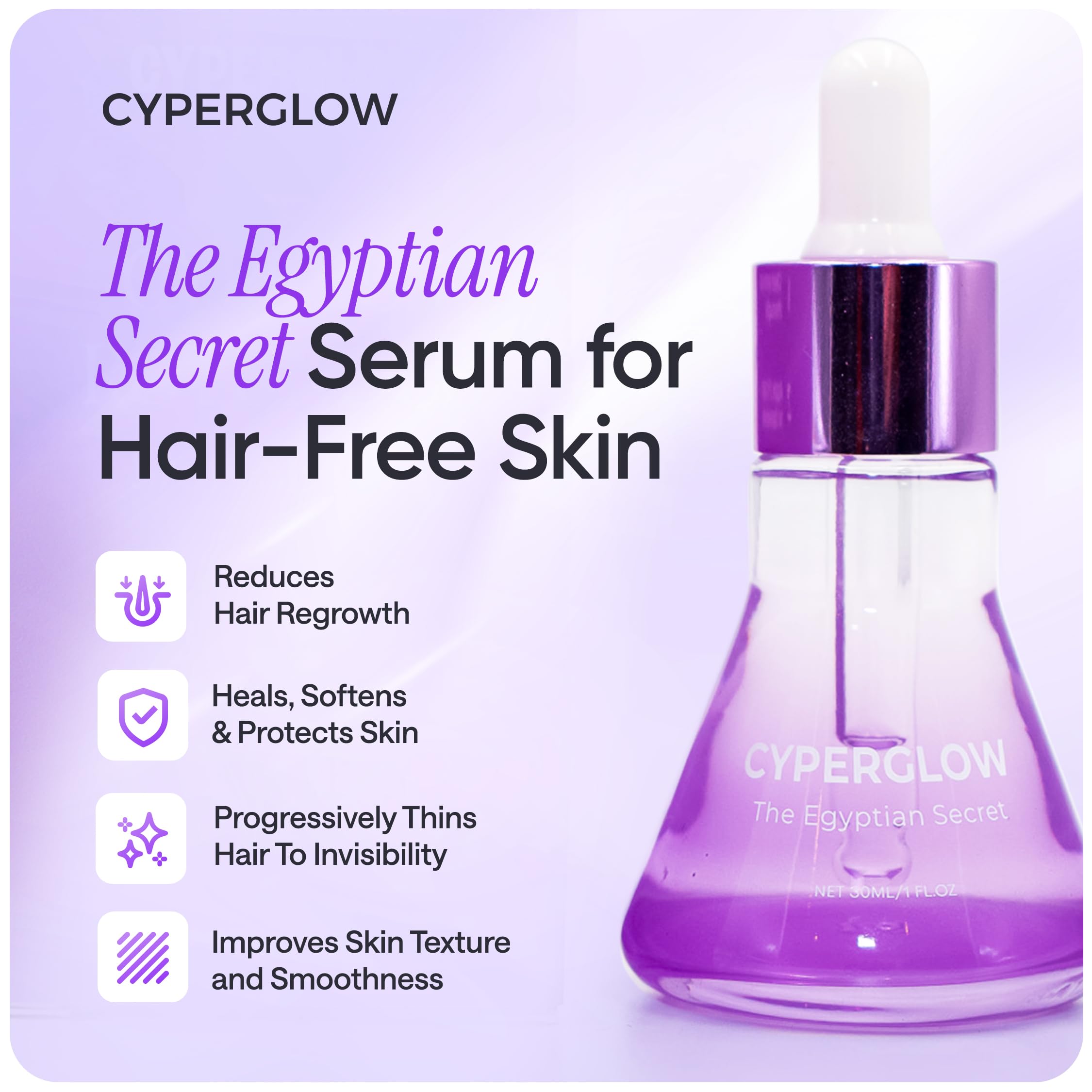 CYPERGLOW Cyperus Rotundus Skin Serum Oil – Natural Hair-Reducing & Shaving Oil for Women