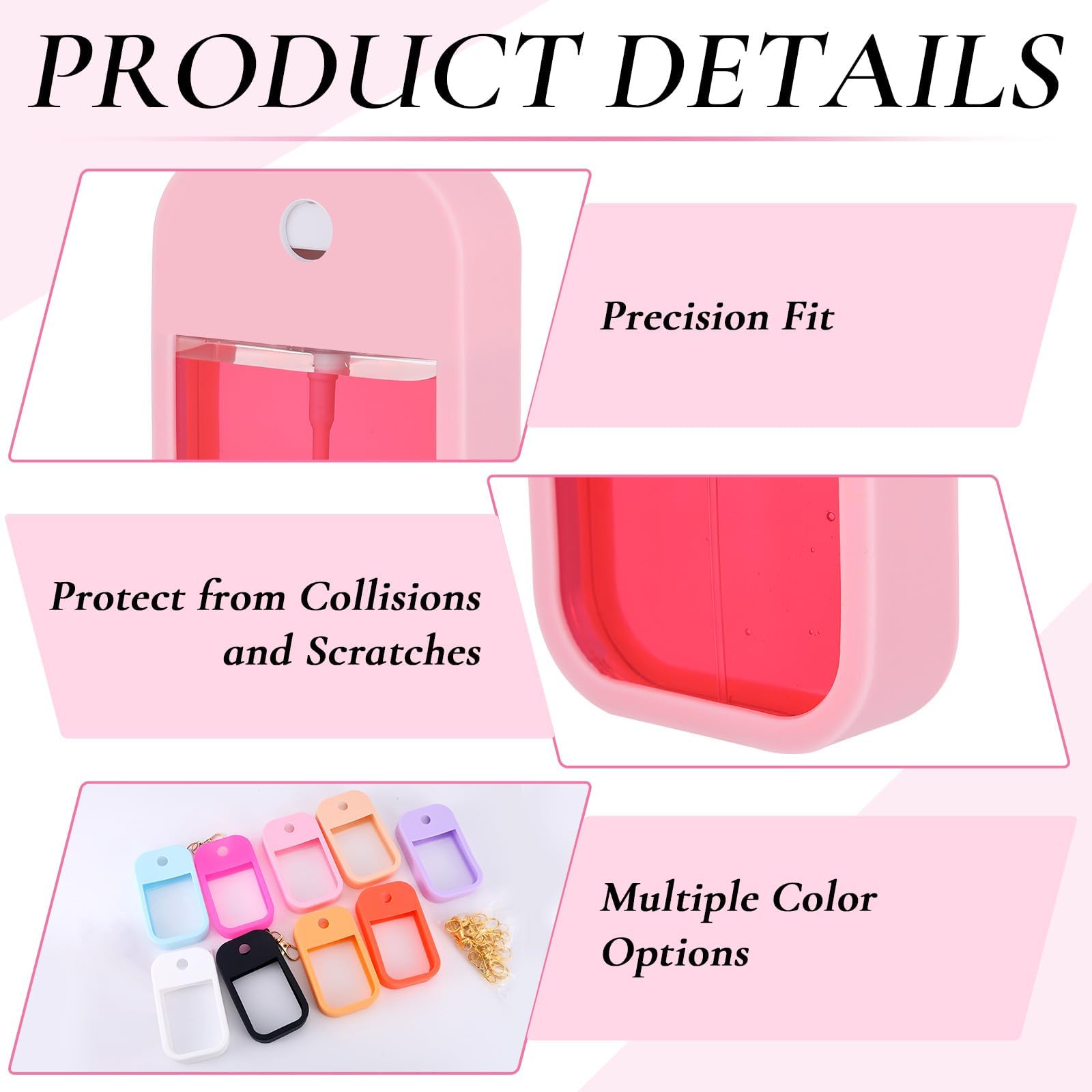 Czlotyh 9-Piece Silicone Case for 1oz Hand Sanitizer Spray – Protective Cover with Keychain (Power Mist & Glow Mist)