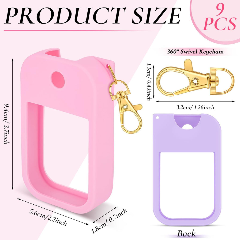 Czlotyh 9-Piece Silicone Case for 1oz Hand Sanitizer Spray – Protective Cover with Keychain (Power Mist & Glow Mist)
