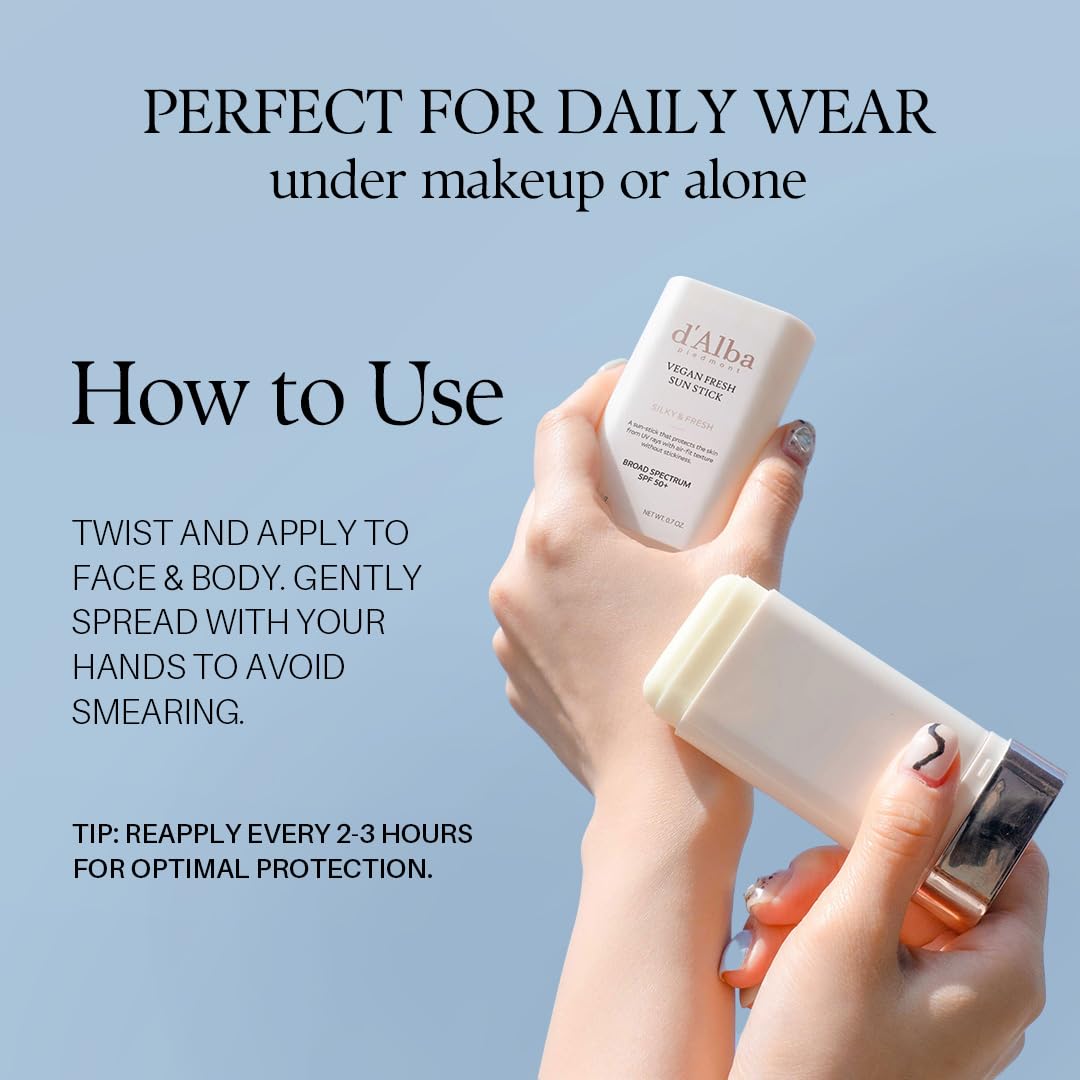 d'alba Piedmont Air Fit Fresh Sun Stick SPF 50+ | Vegan, Non-Sticky On-The-Go Sun Protection