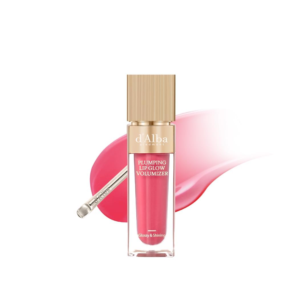 d'alba Piedmont Plumping Lip Glow Mood Volumizer – Hydrating Lip Plumper with Vegan Ceramide & Vitamin C & E (Petal Rose, 0.17 fl oz)