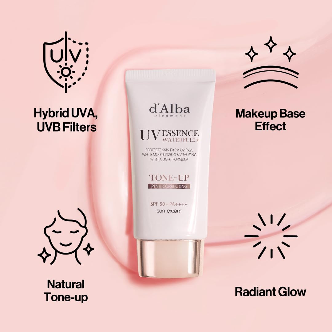 d'alba Piedmont Waterfull Tone-Up Sunscreen Serum – Broad Spectrum SPF 50+ (2 x 1.69 fl oz)