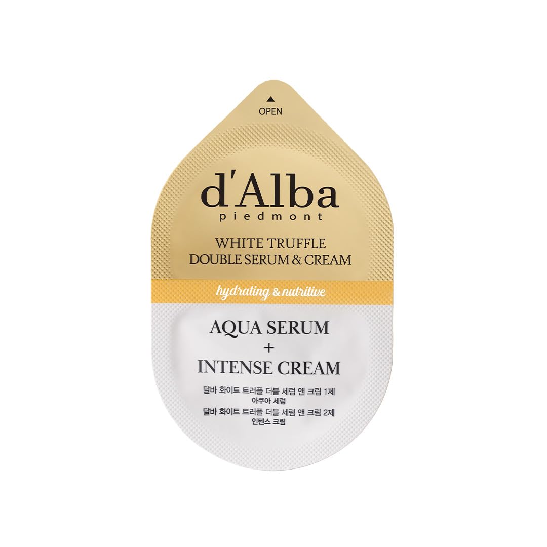 d'Alba White Truffle Double Serum & Cream – 0.45 oz, Vegan Dual-Formula
