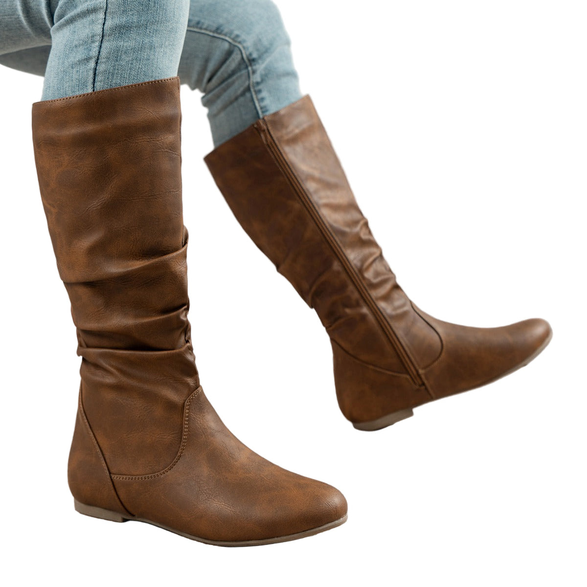 Women’s Mid-Calf Western Cowboy Boots – Fashion Leather Style for Casual & Outdoor Wear