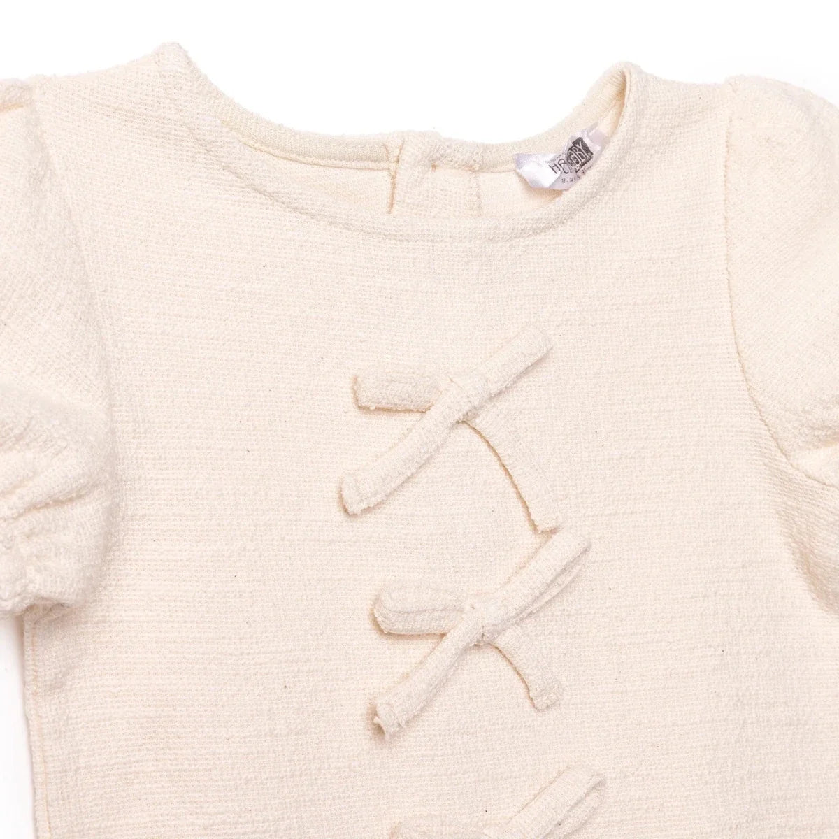 HelloBaby Short Sleeve Jacquard Woven Baby Dress (6-9 Months to 4-5 Years) - Ecru