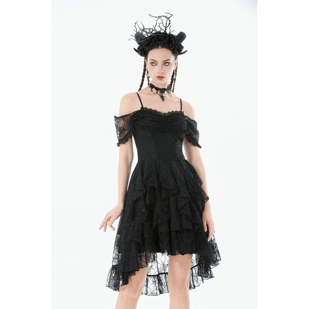 Dark in Love Romantic Gothic Lace Layered High-Low Dress