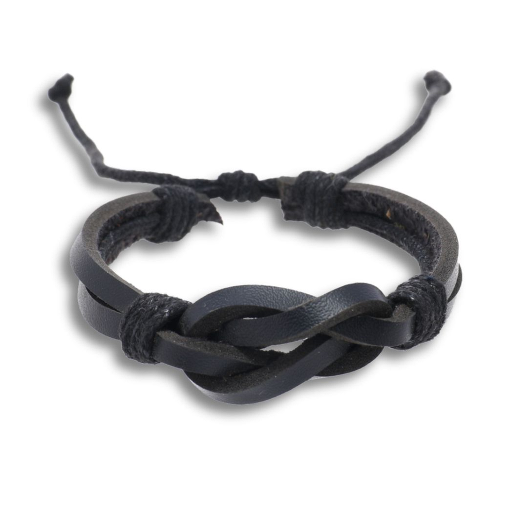 Black Leather Retro Knot Bracelet