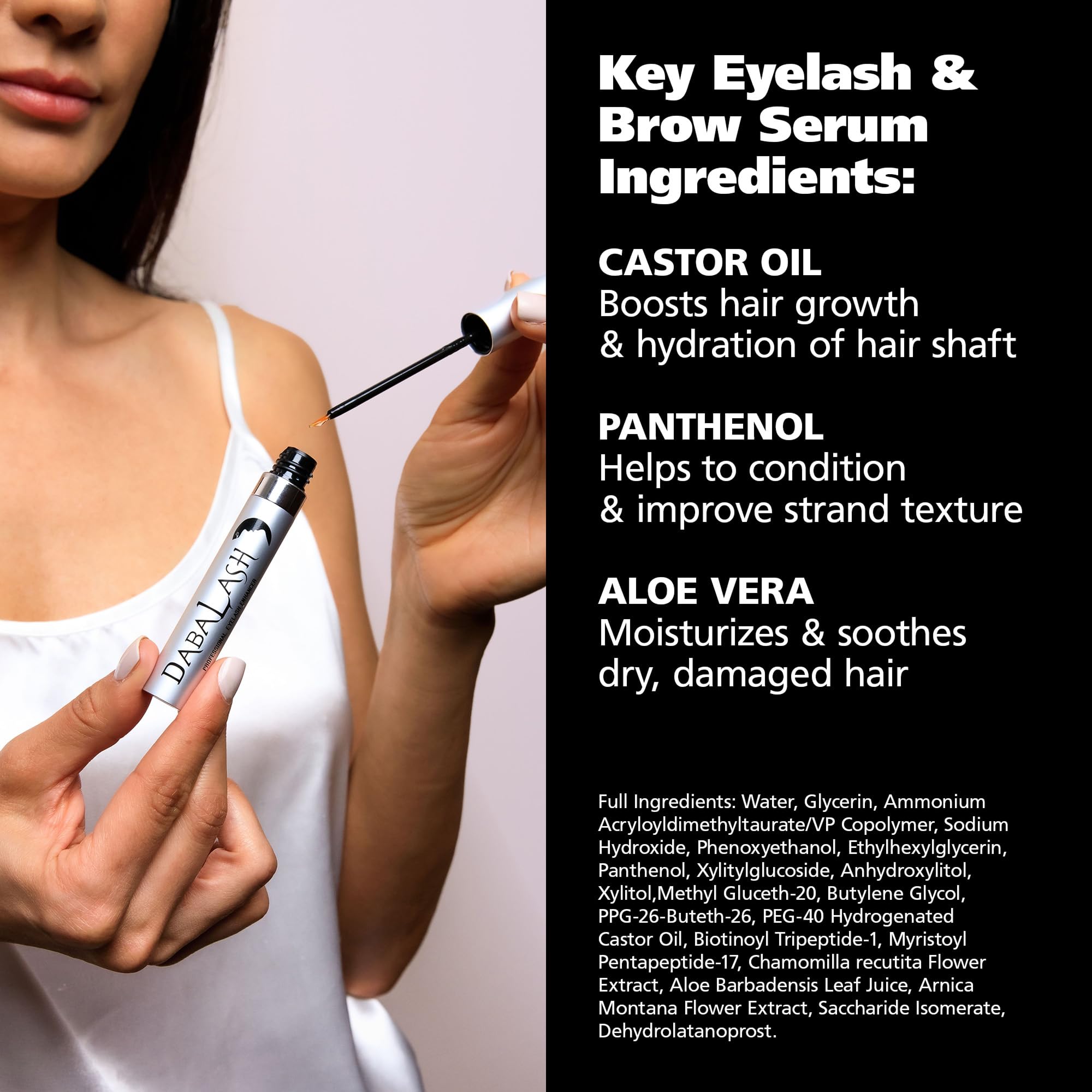 DABALASH Trio Combo – Lash & Brow Growth Serum + Waterproof Mascara & Vegan Mascara (0.18 oz, 0.45 oz & 0.3 oz) – Naturally Longer, Fuller Lashes & Brows
