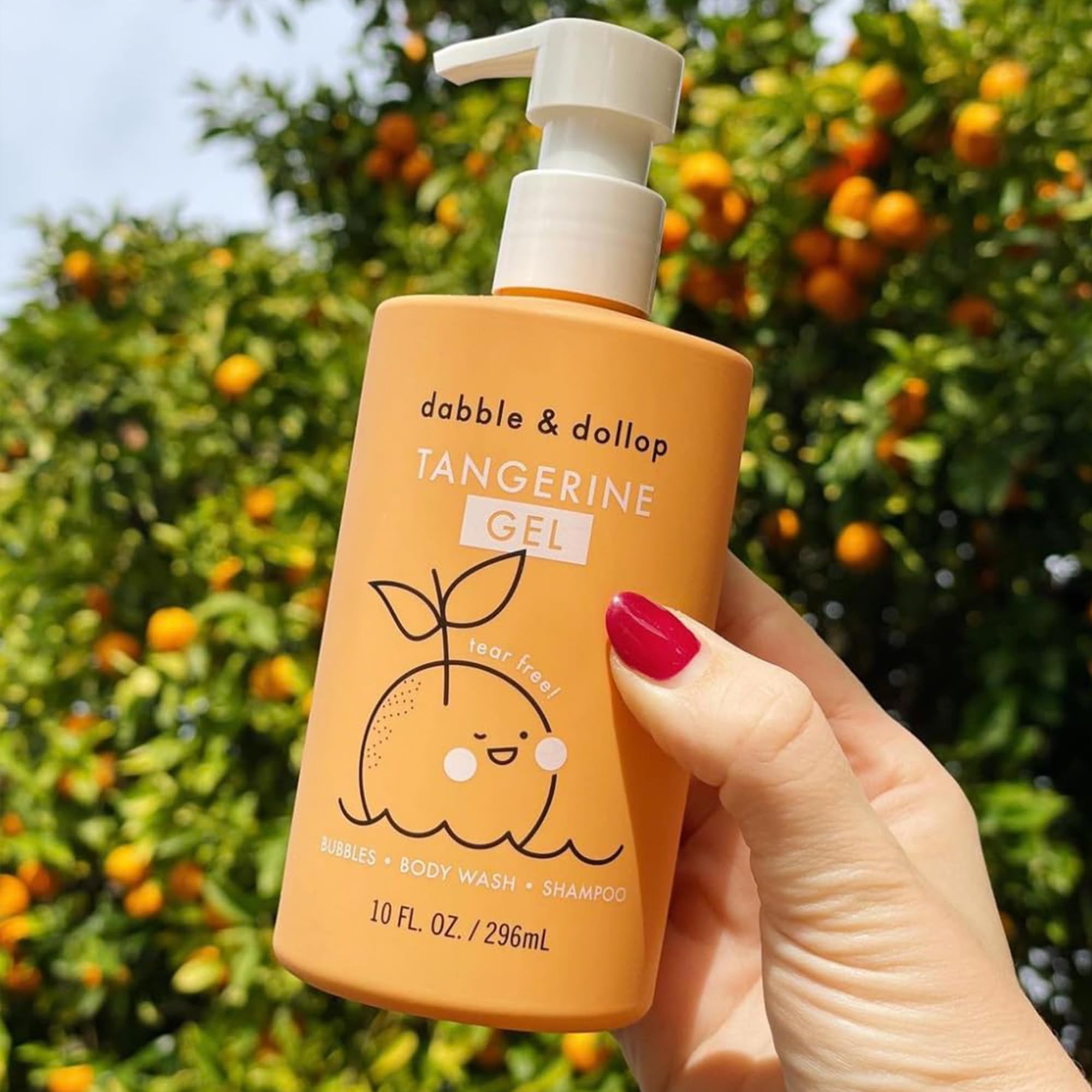 Dabble & Dollop Tangerine 3-in-1 Kids Body Wash, Shampoo & Bubble Bath – Tear-Free, Gentle, Vegan (10 oz x 2)