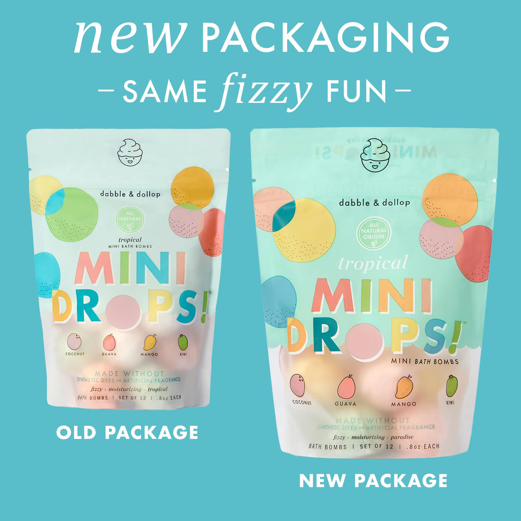 Dabble & Dollop Mini Bath Bombs – 24 Tropical Droplets for Kids, 100% Natural, Vegan & Cruelty-Free