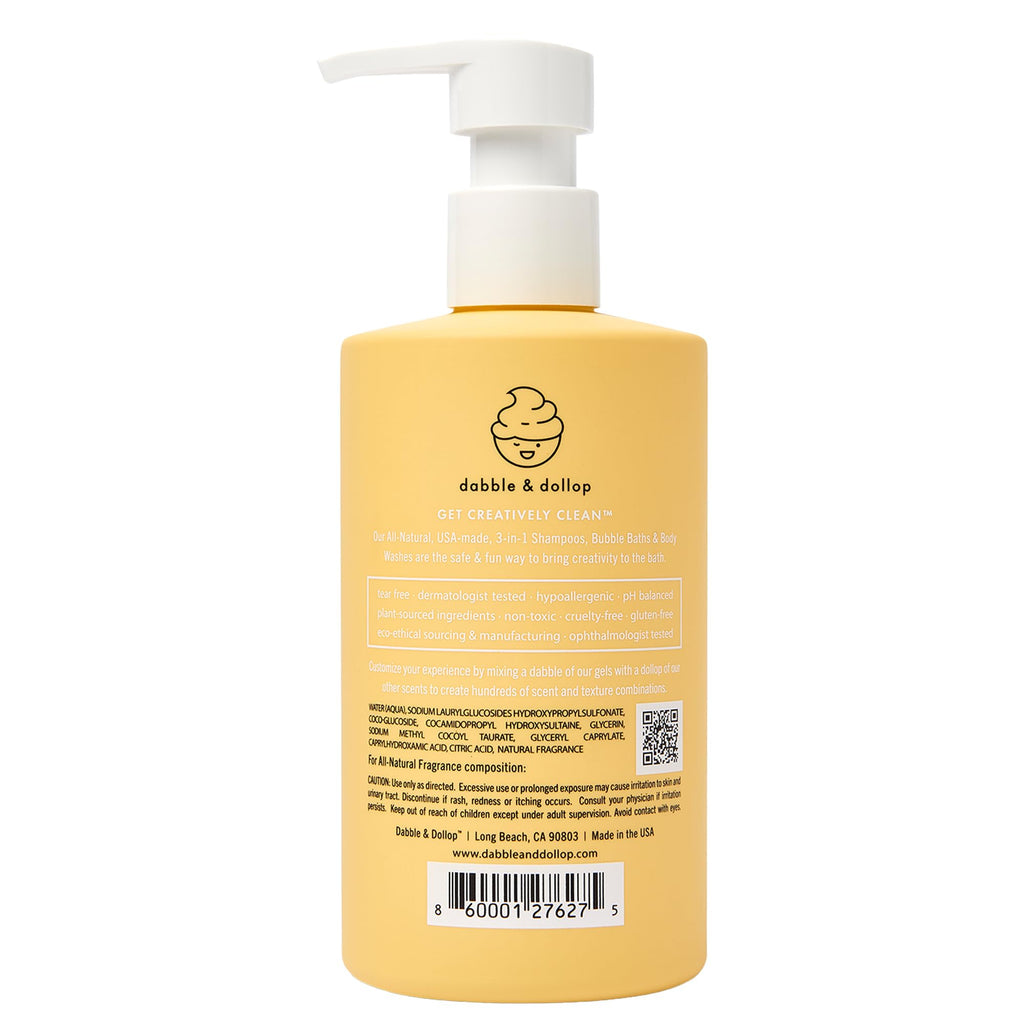 Dabble & Dollop Lemon Body Wash & Shampoo — 3-in-1 Kid’s Bath (10oz x2) | Tear-Free, Vegan