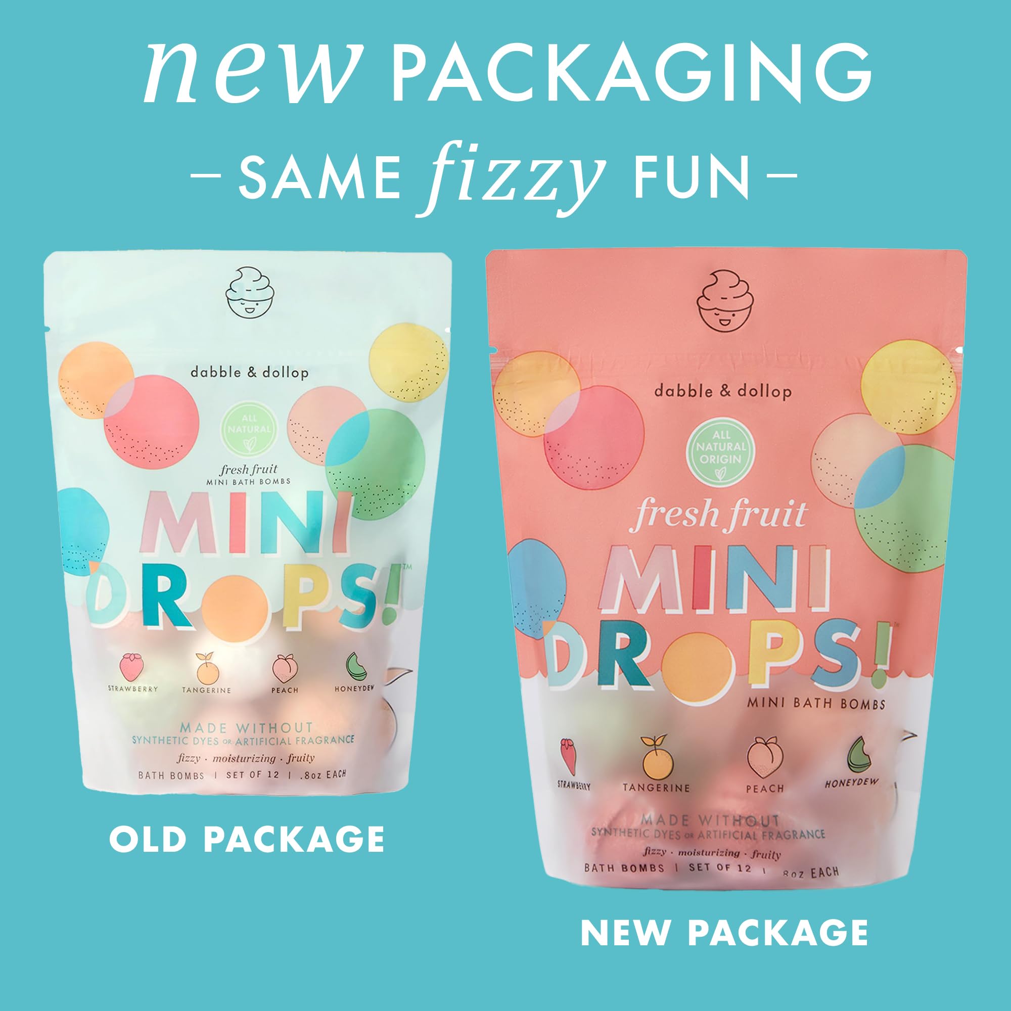 Dabble & Dollop Mini Bath Bombs – 24 Pack, Fresh Fruit Scents, Natural & Kid-Friendly