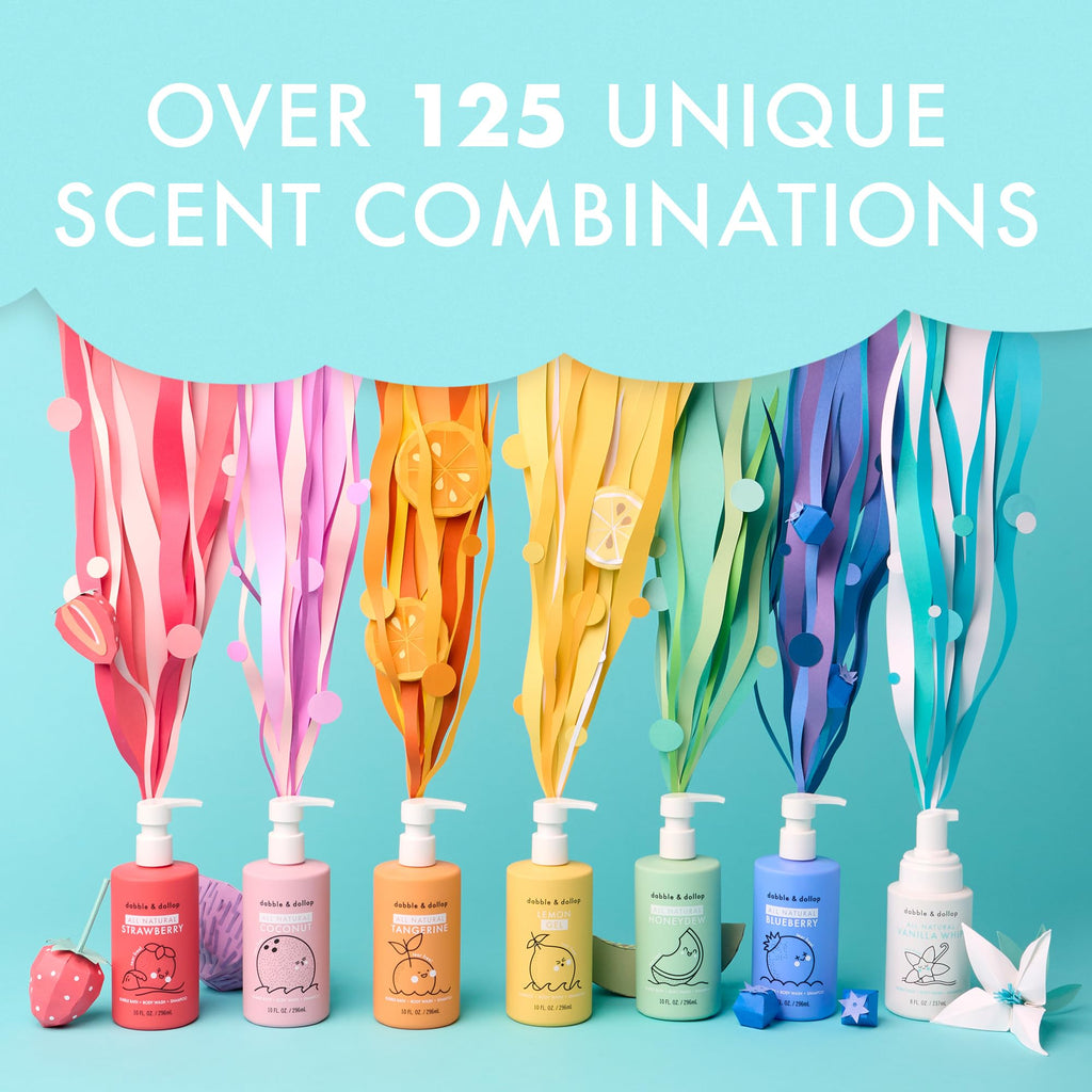 Rainbow of Bubbles – Natural 4-in-1 Bath Set for Kids by Dabble & Dollop (7-Pack)