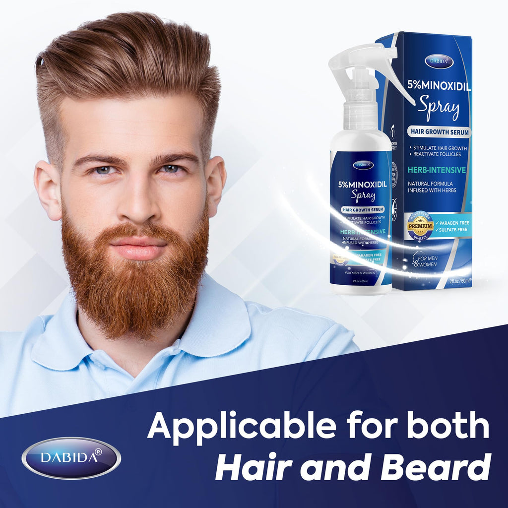 DABIDA 5% Minoxidil Hair Regrowth Spray – For Women & Men, 60ml
