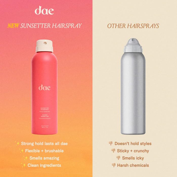 DAE Sunsetter Strong Hold Hairspray – Citrus Scent, All-Day Brushable (7 oz)