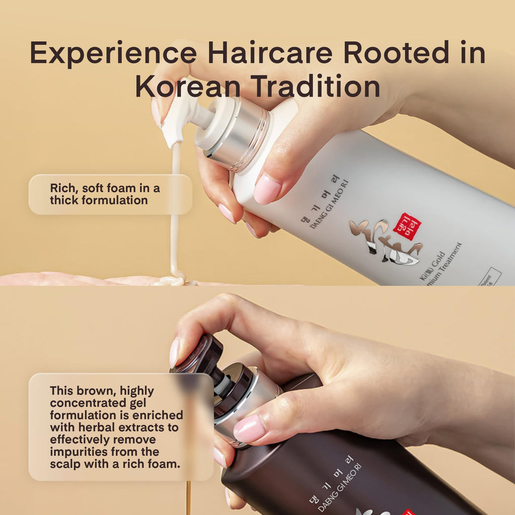Daeng Gi Meo Ri Ki Gold Premium Shampoo + Treatment Set – Nourishing Korean K-beauty for Dry Hair