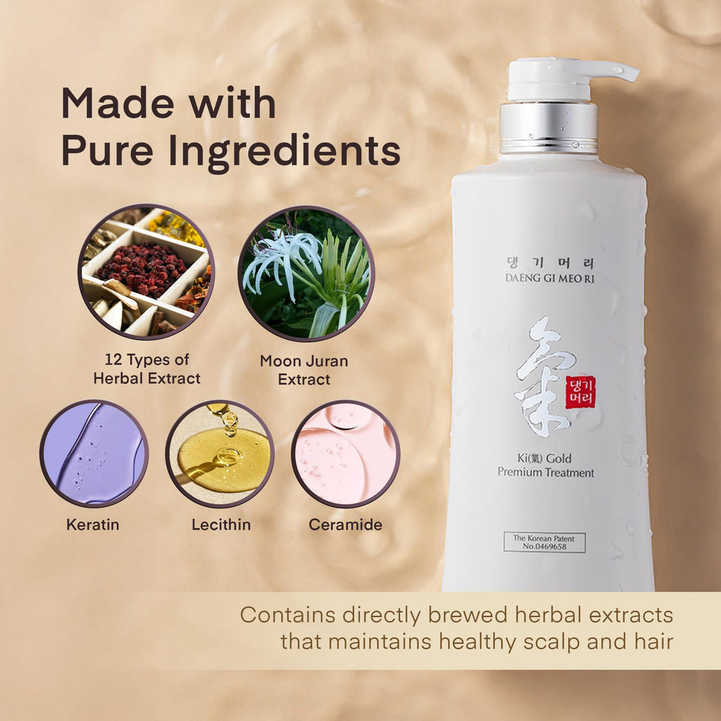 Daeng Gi Meo Ri Ki Gold Premium Shampoo + Treatment Set – Nourishing Korean K-beauty for Dry Hair