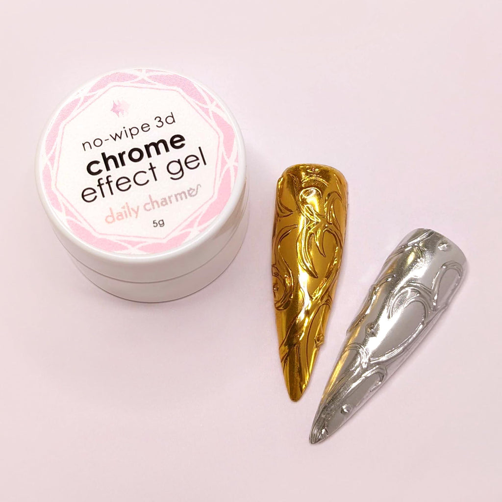 Daily Charme 3D Chrome Effect No-Wipe Gel Nail Polish | 5g UV/LED Clear Gel for Chrome Powders