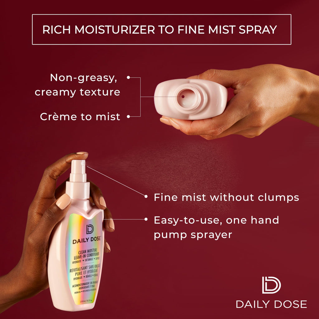 DAILY DOSE Award-Winning Clean Moisture Leave-In Conditioner Spray – Detangles, Frizz Control & Shine
